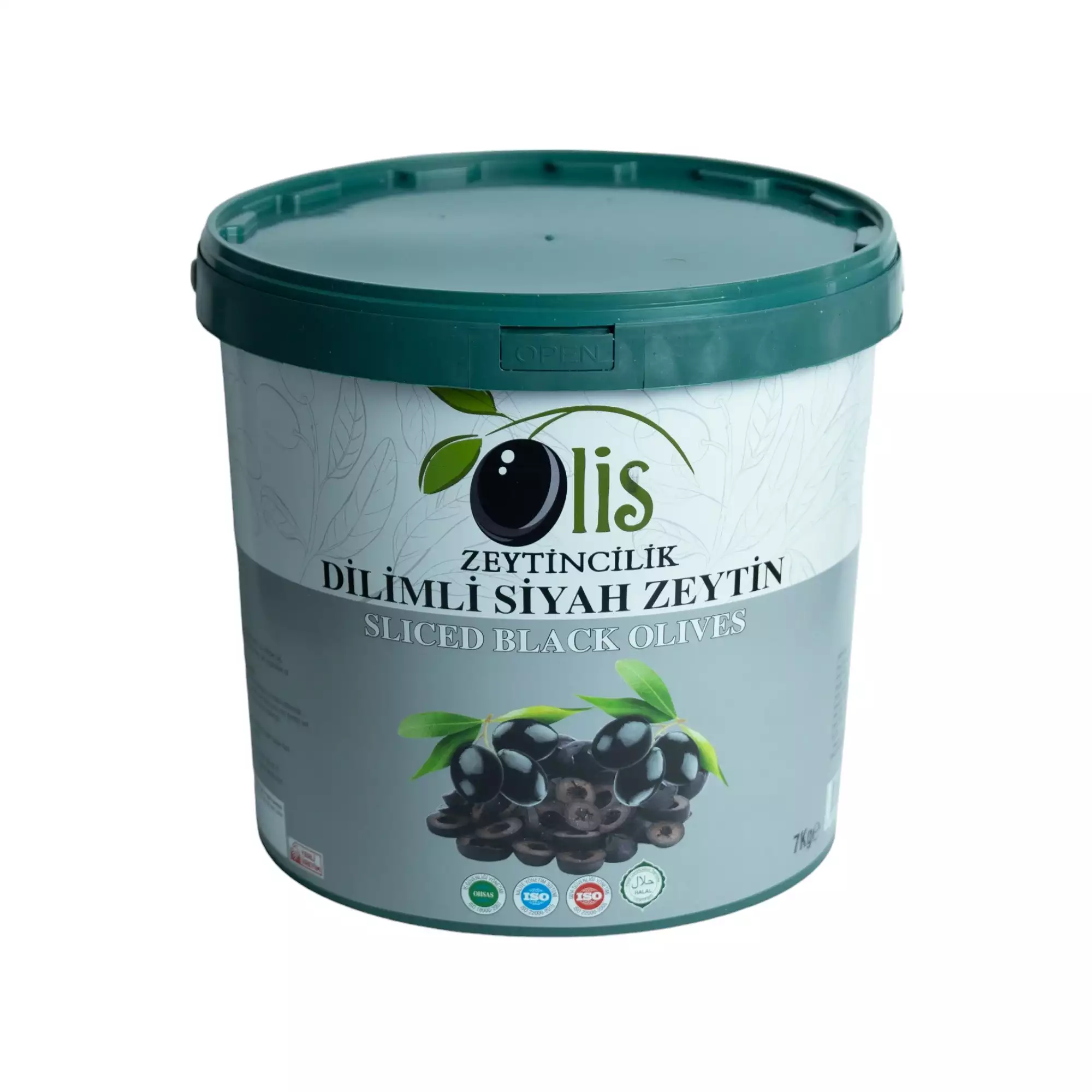 Dilimli Siyah Zeytin - Süzme Ağırlık 7 Kg. - Kova