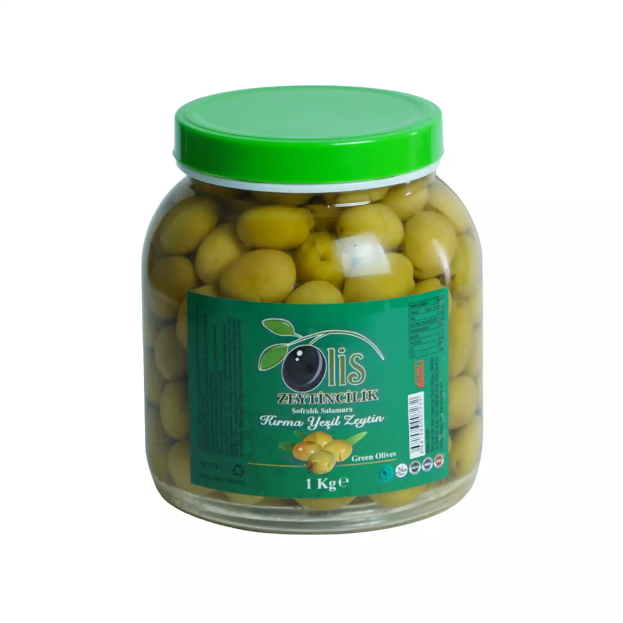 Sofralık Salamura Kırma Yeşil Zeytin - Süzme Ağırlık 1 Kg. - Cam Pet