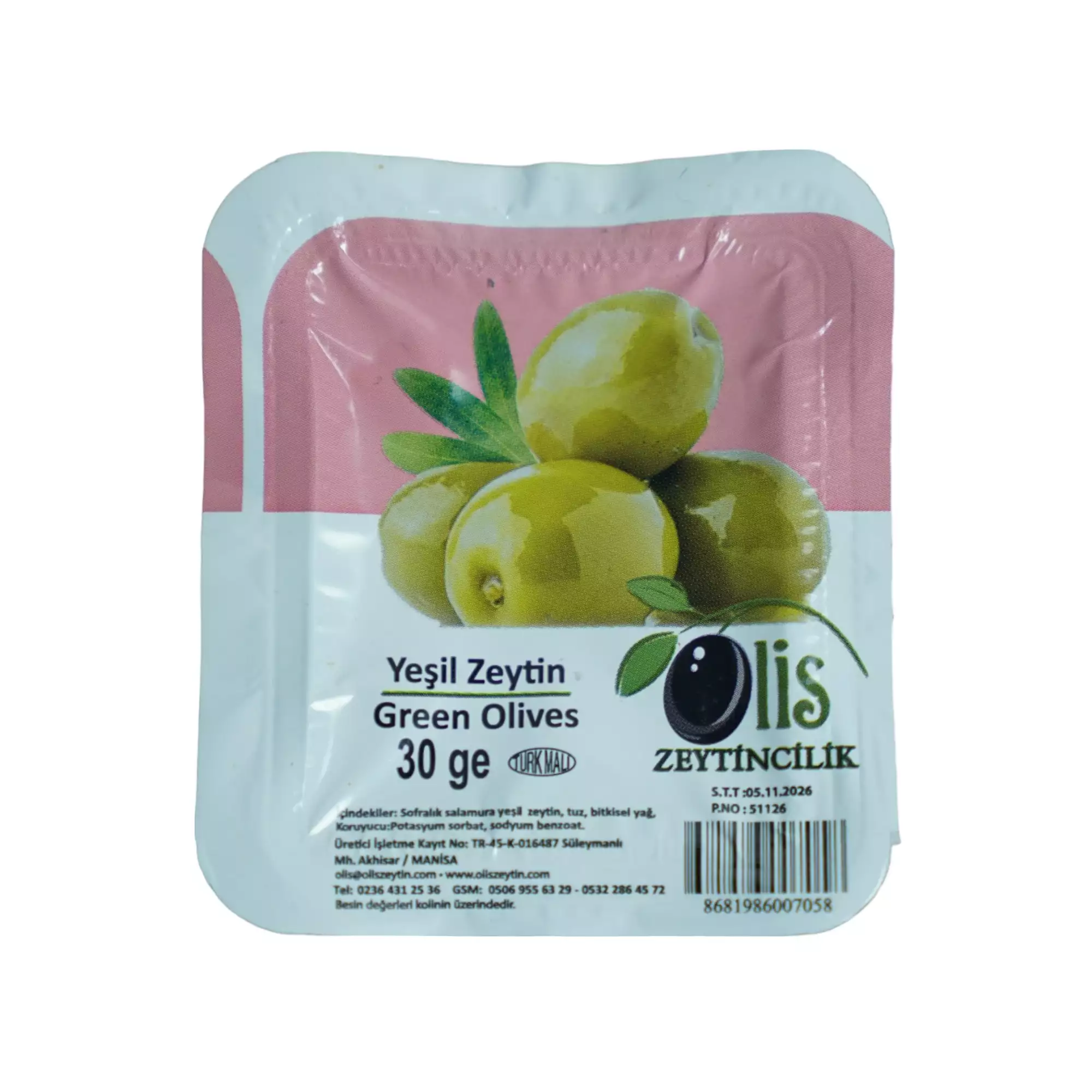 Kahvaltılık Yeşil Paket Zeytin - 30 Gr. x 27 Adet Vakumlu Ambalaj 