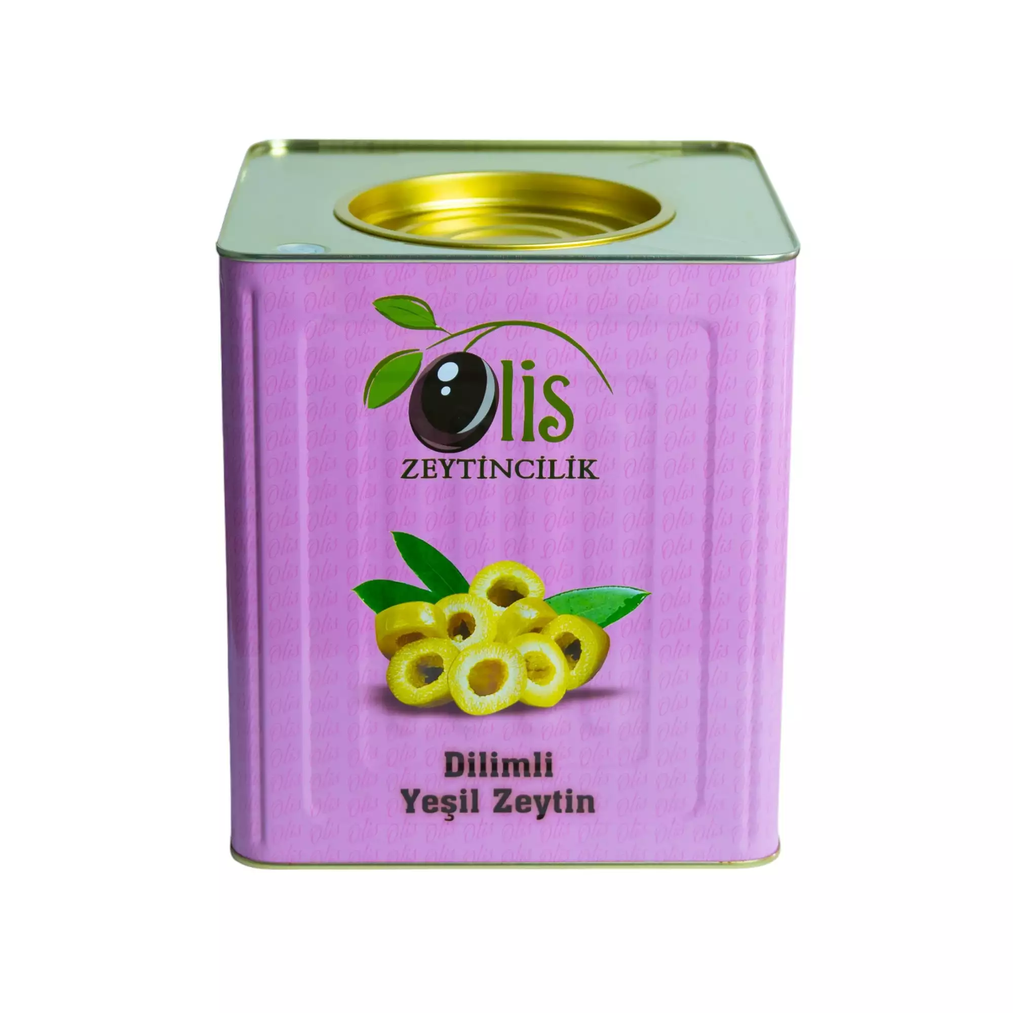 Dilimli Yeşil Zeytin - Süzme Ağırlık 8 Kg. - Teneke