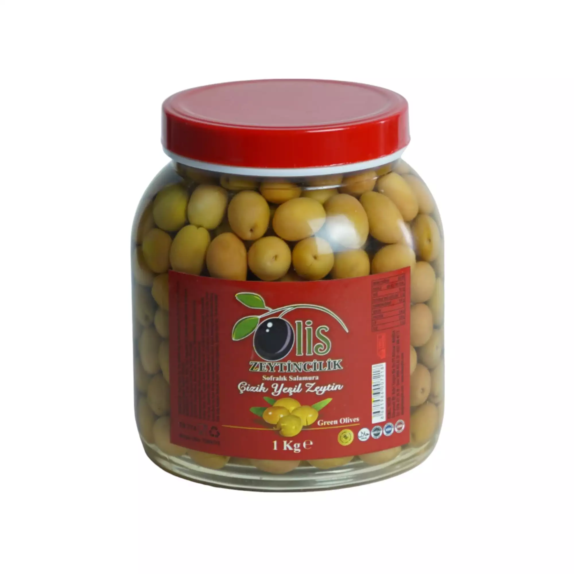 Sofralık Salamura Çizik Yeşil Zeytin - Süzme Ağırlık 1 Kg. - Cam Pet