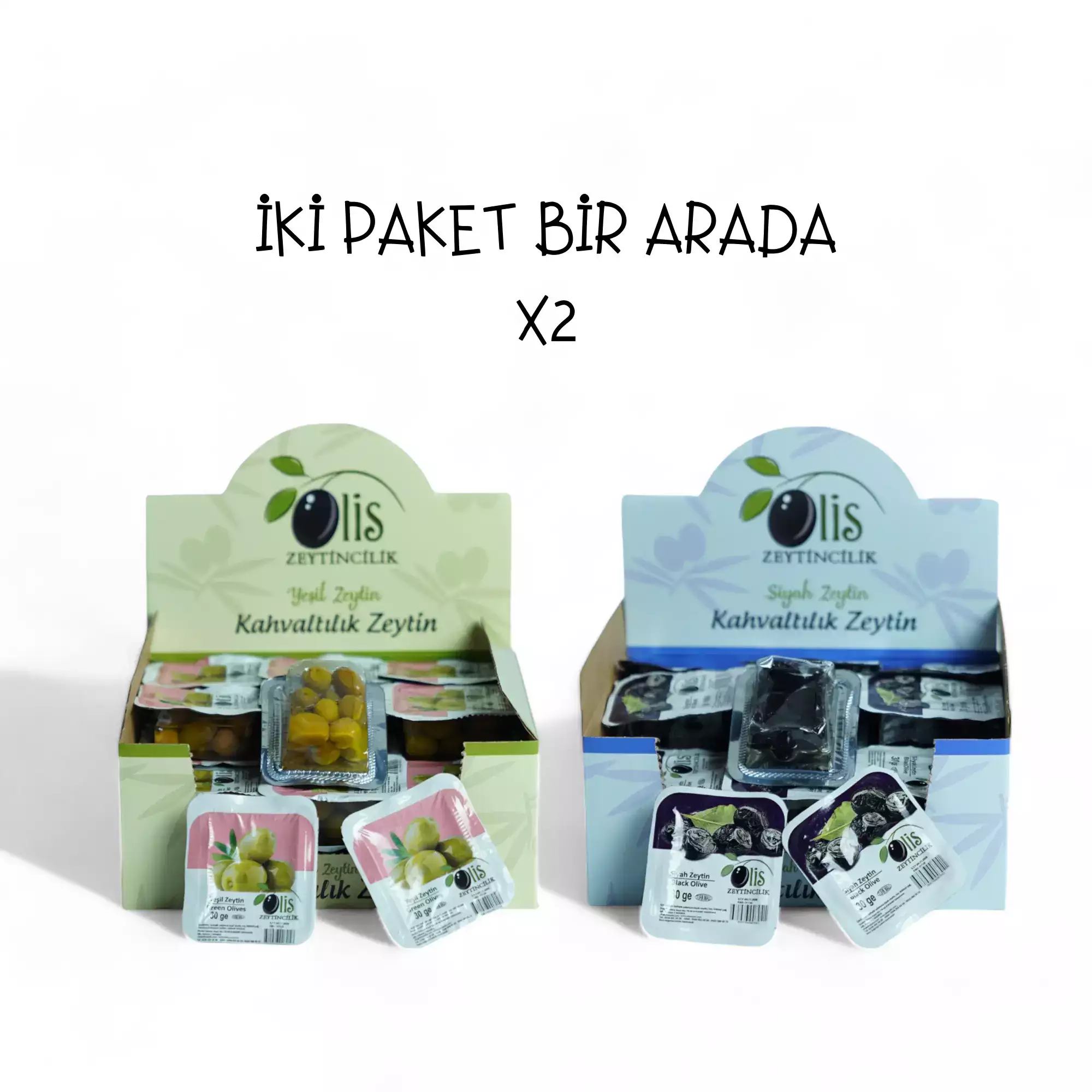 Kahvaltılık Paket Zeytin (İkisi Bir Arada) - Piknik - (30 Gr. x 27 Adet) x 2 Vakumlu Ambalaj