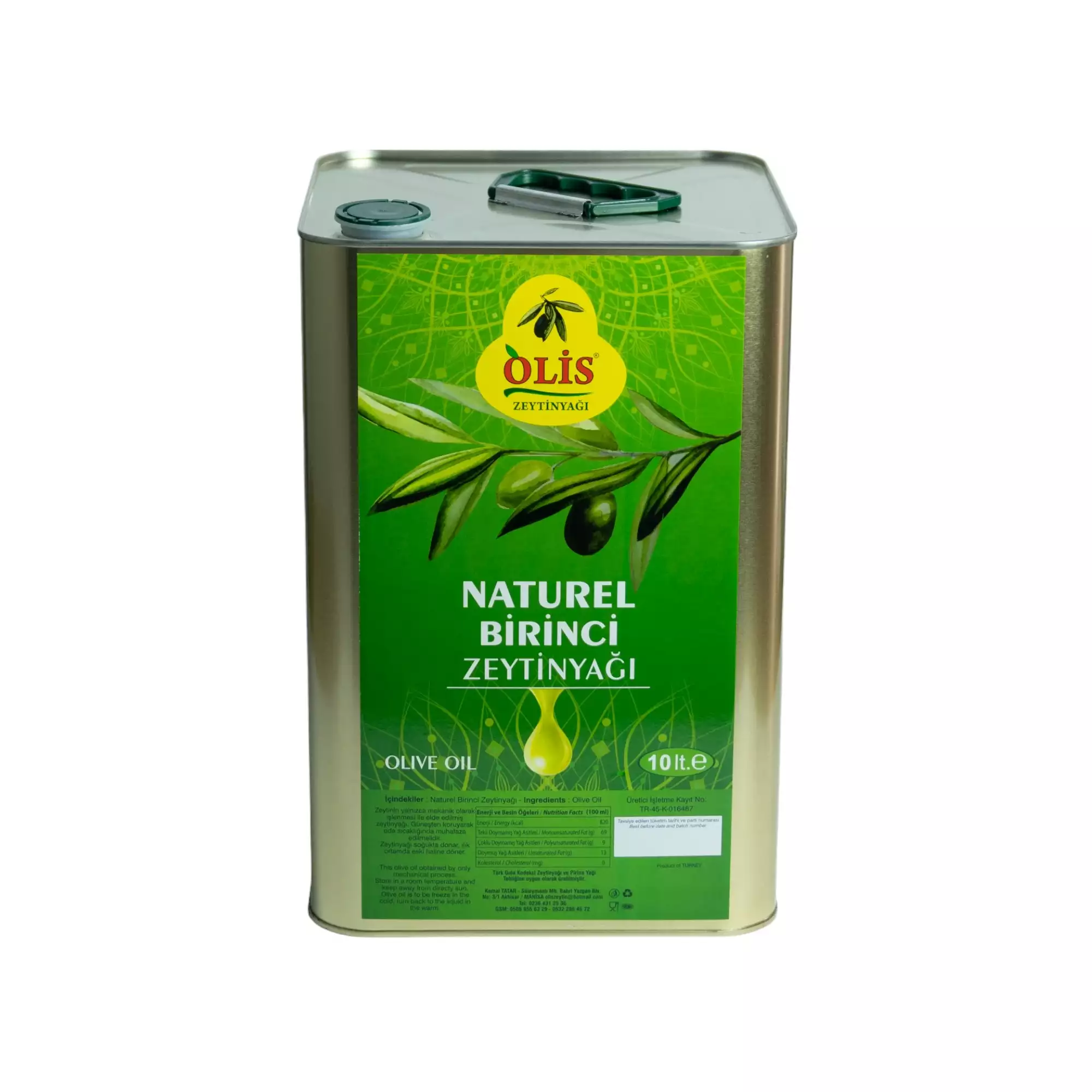 Naturel Birinci Sınıf Yemeklik Zeytinyağı - 10 Lt. - Teneke