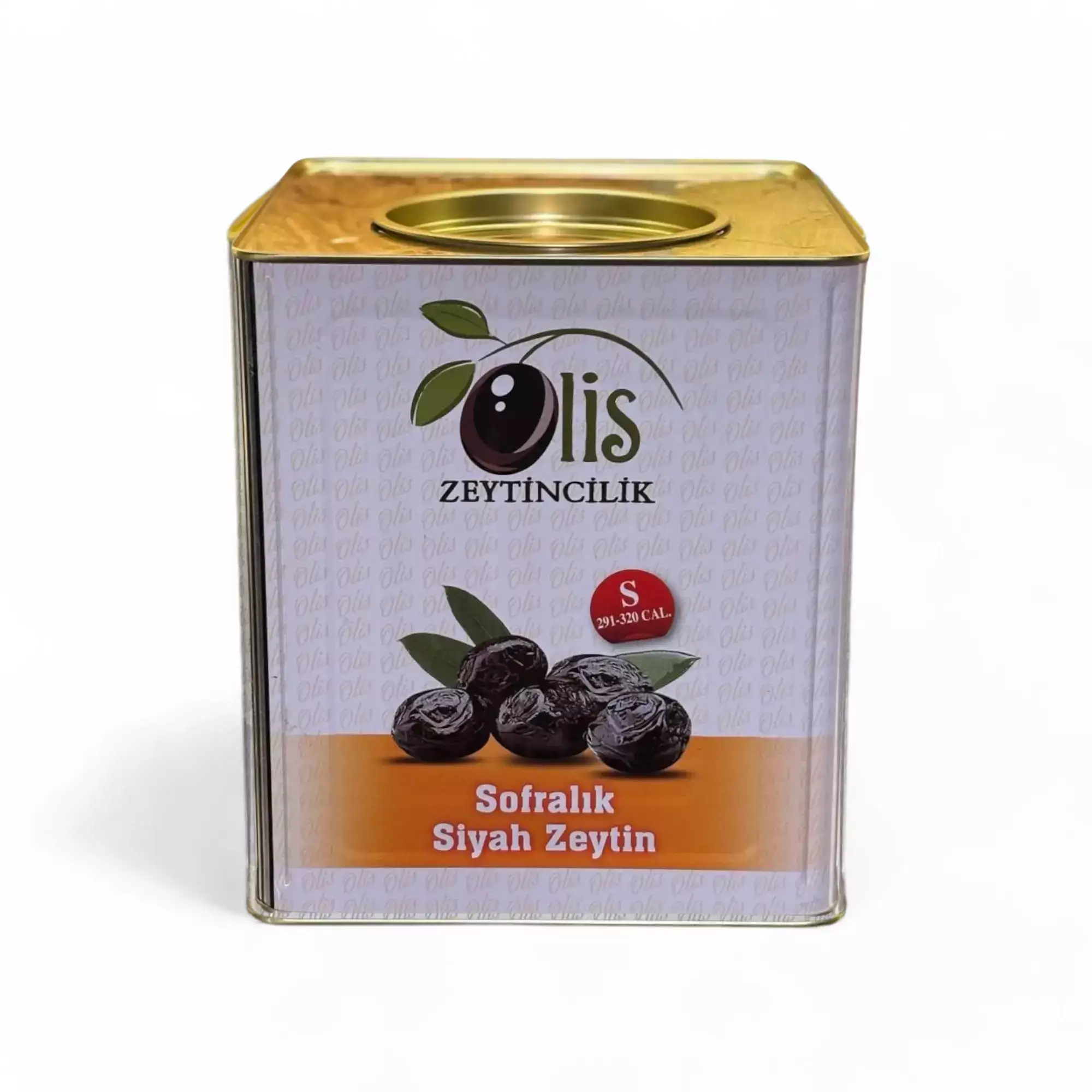 Sofralık Siyah Zeytin - Süzme Ağırlık 10 Kg. - (S. - 291- 320 Kalibre) - Teneke