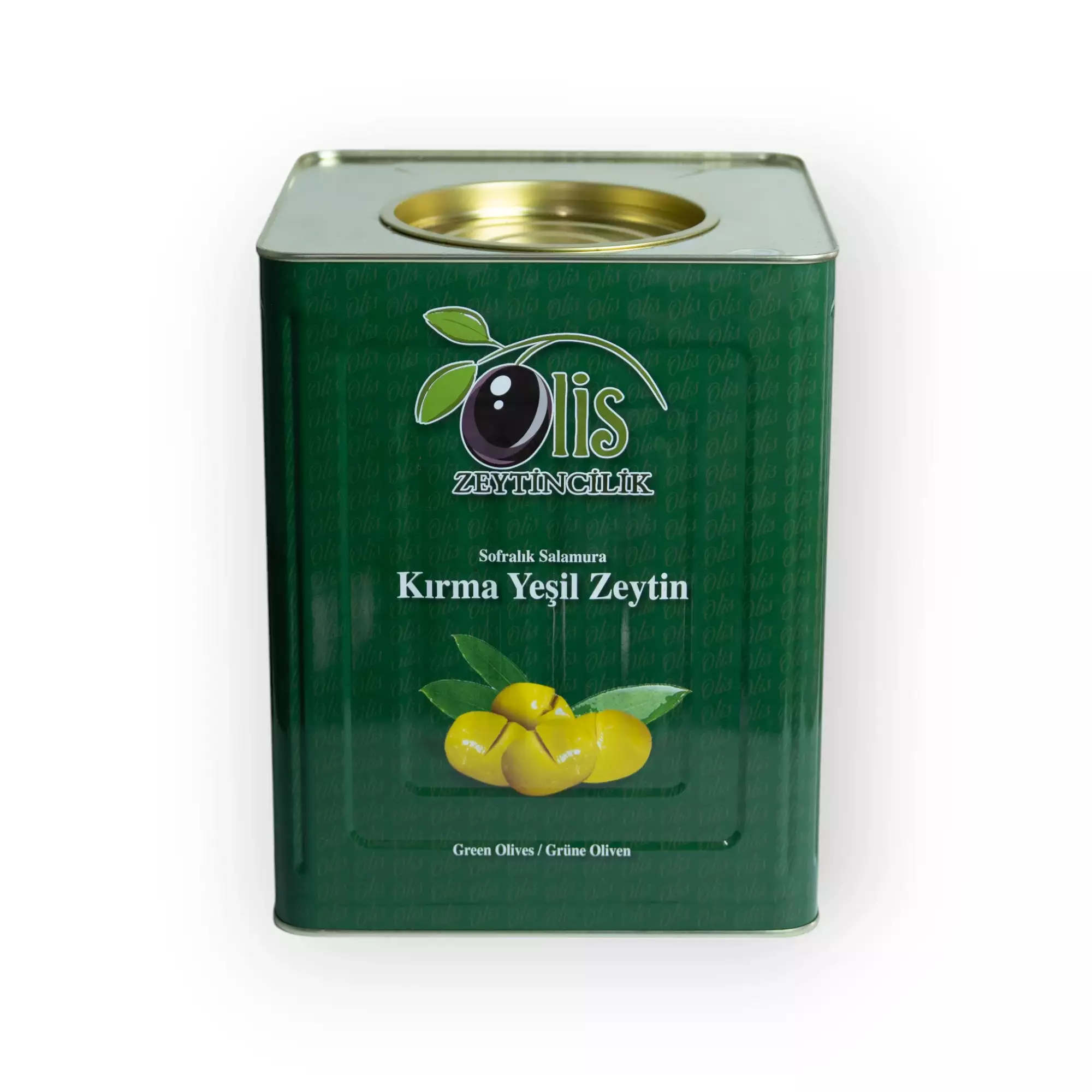 Sofralık Salamura Kırma Yeşil Zeytin - Süzme Ağırlık 10 Kg. - Teneke