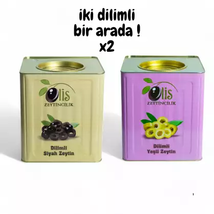 Dilimli Zeytin (İki Dilimli Bir Arada) - Teneke - Süzme Ağırlık 8 Kg. x 2 Adet