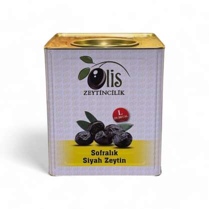 Sofralık Siyah Zeytin - Süzme Ağırlık 10 Kg. - (L. - 231- 260 Kalibre) - Teneke