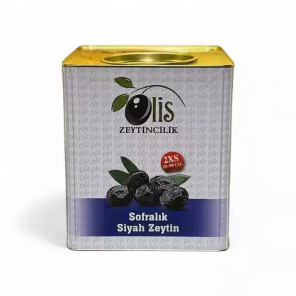 Sofralık Siyah Zeytin - Süzme Ağırlık 10 Kg. - (2Xs. - 351- 380 Kalibre) - Teneke